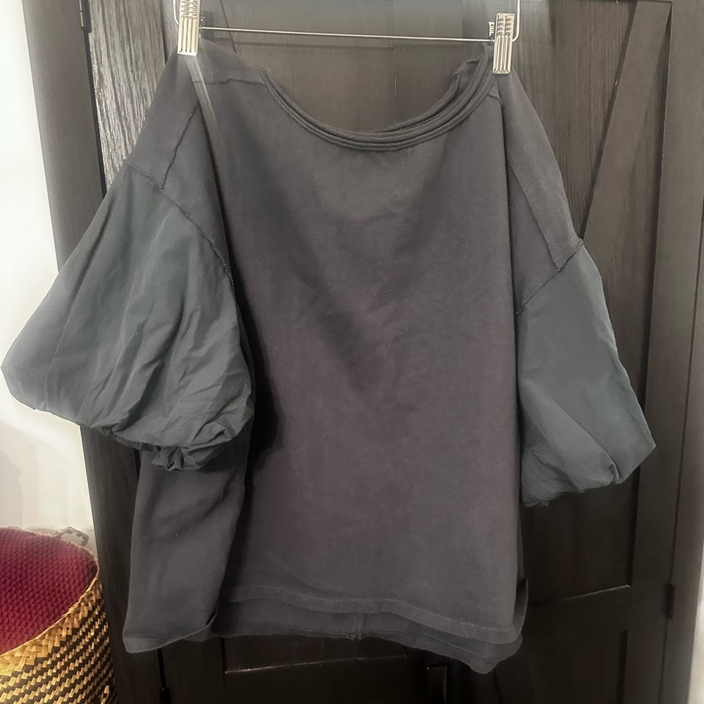 We The Free Blossom Tee Blouse Top Puff Sleeve Cotton Small